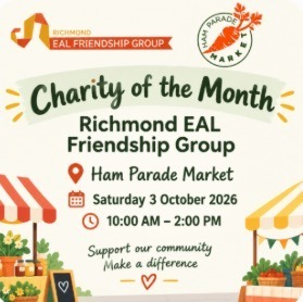 Charity of the Month at Ham Parade Market on 3rd October 10am to 2pm